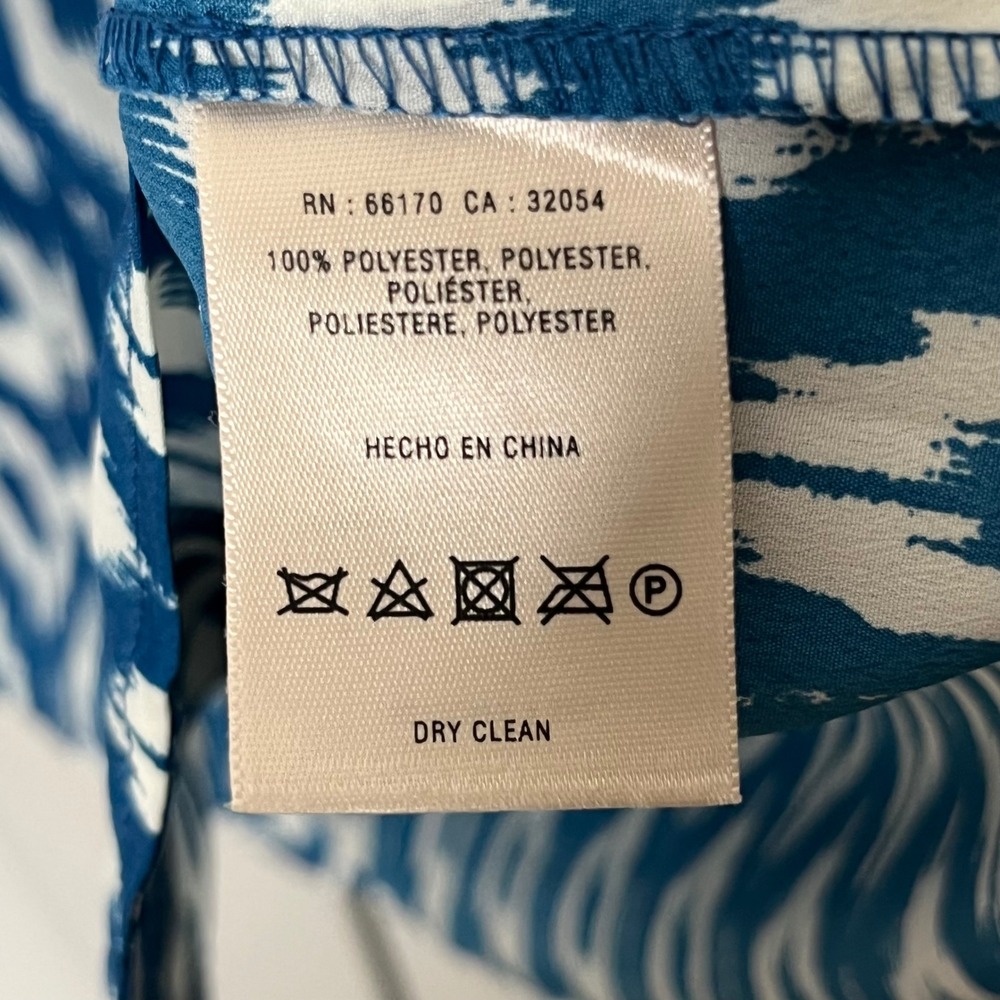 Maeve Anthropologie Dress Size Medium Blue White Ikat Tie Waist Mini - Picture 11 of 12